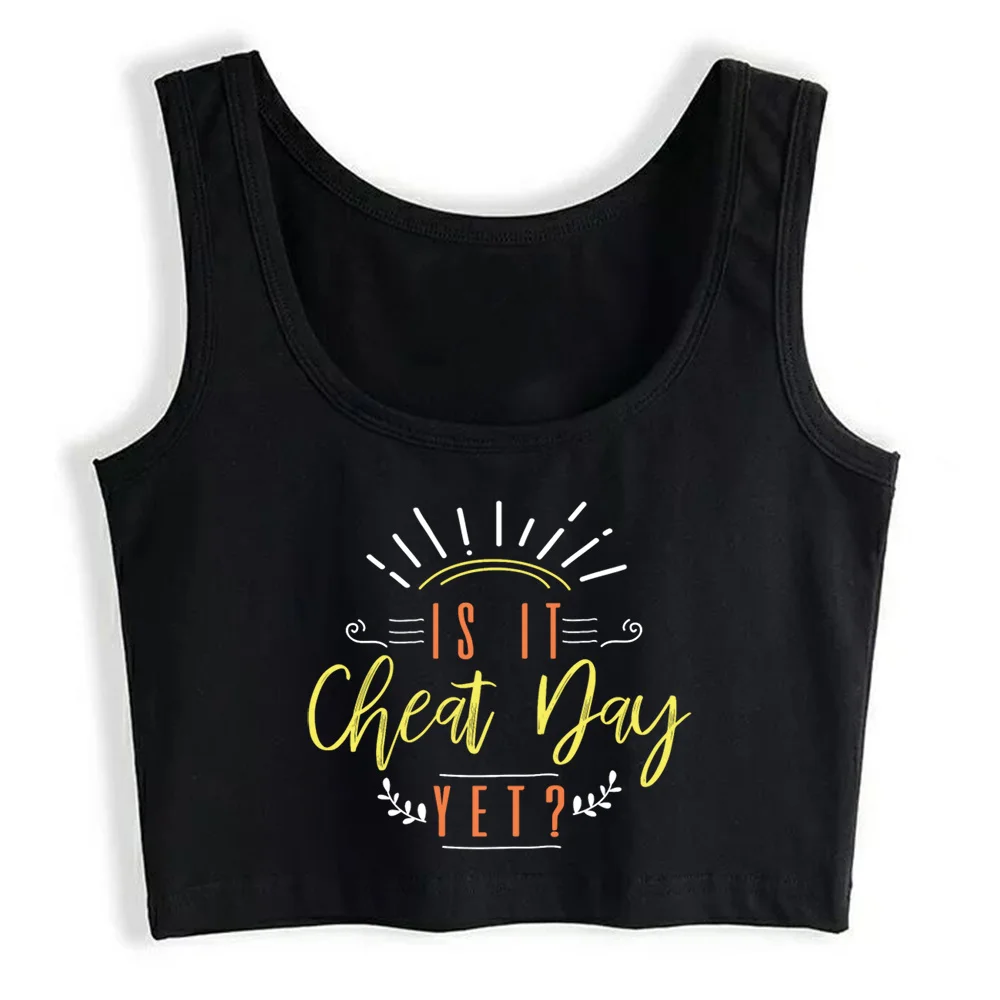 

Crop Top Women Cheat Day Is Cheat Day Now Fitness Funny Grunge Aesthetic Gothic Y2k Tank Top Female Clothes