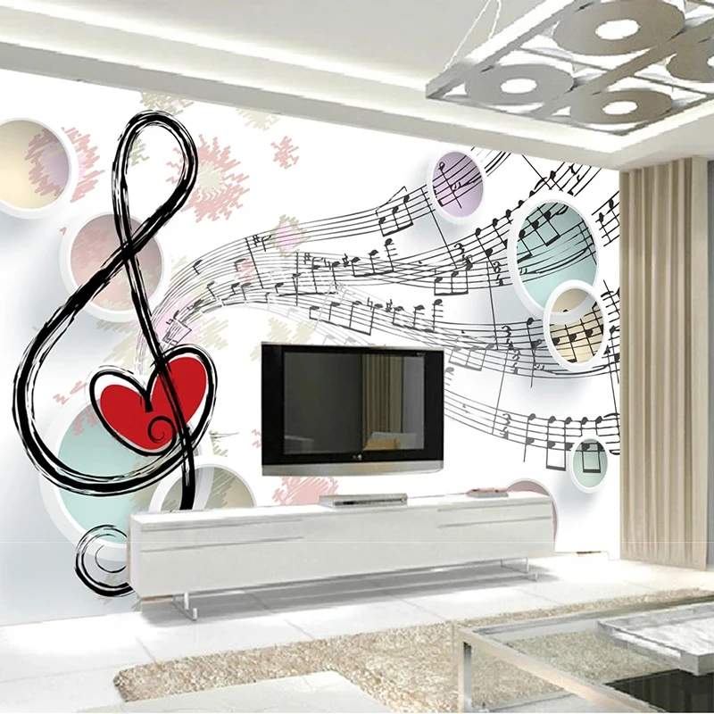 

Custom Any Size 3D Self-Adhesive Musical Note Circle 3D Stereo TV Background Wall Painting Papel De Parede Fresco Tapety Sticker