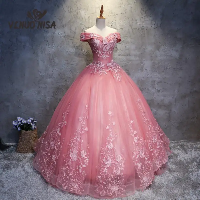 VLNOU NISA розовое горячее модное новое бальное платье Vestidos De party prom официальное сексуальное с открытыми плечами милое Цветочное платье с принтом