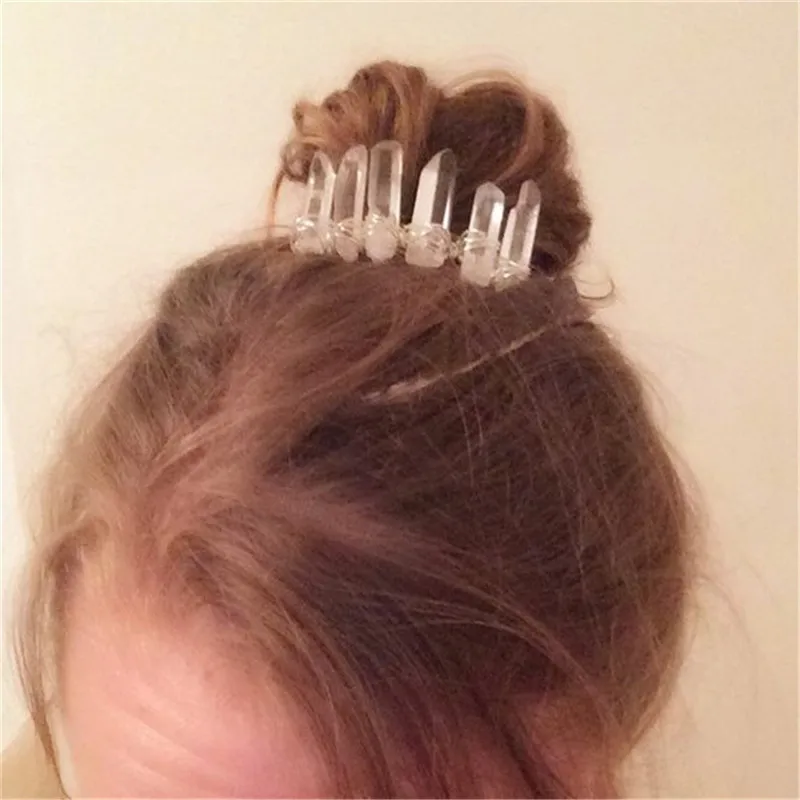 

Colorful Natural Kyanite Stone Hair Combs Indian Hair AccessoriesCrown Jewelry for Women and Girls