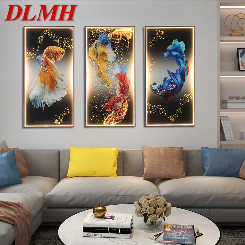 

DLMH Wall Lamps Modern Creative Three Pieces Suit Sconces Lighting Fish LED For Home Decoration