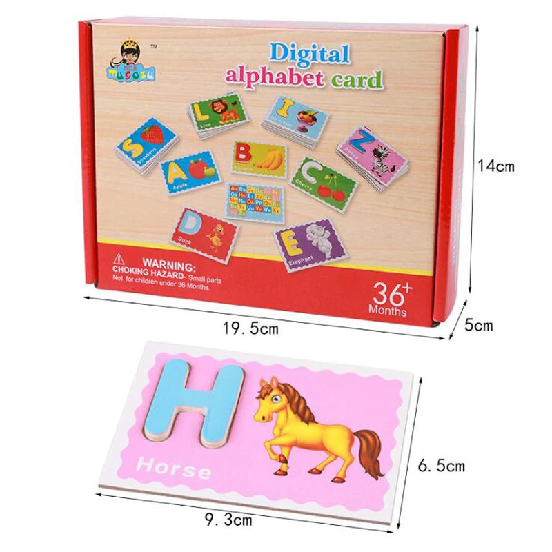 

Children's English Alphabet Recognition Card Wooden Toy Kids Cognitive Learning Early Educational Toys New