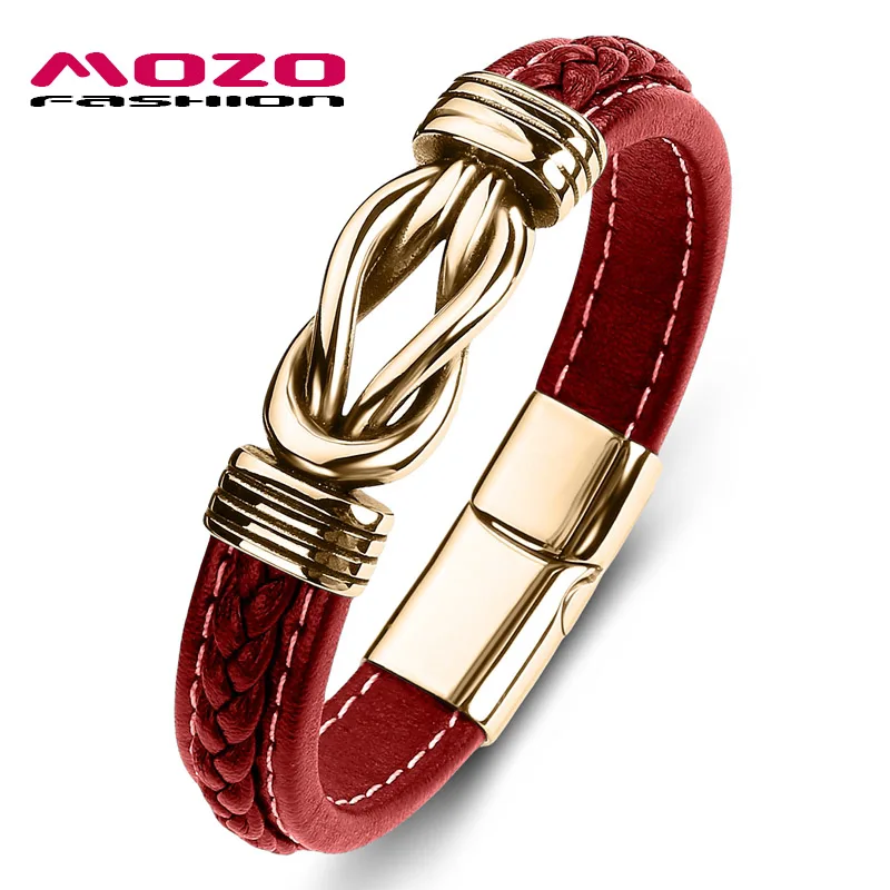 SJ074-R MOZO, модный,, классический, мужской браслет, кожа, нержавеющая сталь, браслет с подвесками, женский, крест, панк, ювелирный браслет, подарки, зеленый - Окраска металла: SJ074-R
