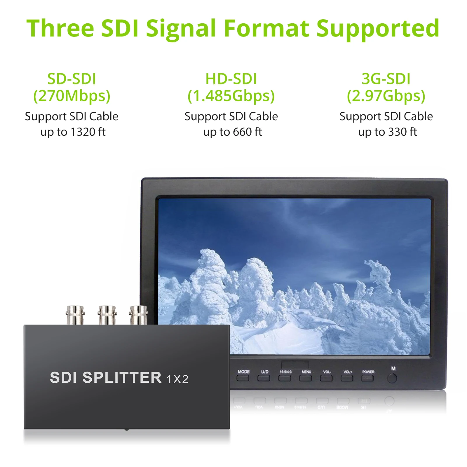 Разветвитель Neoteck SDI 1x2 1 in to 2 Out поддерживает SD-SDI HD-SDI 3G-SDI ретранслятор удлинитель с