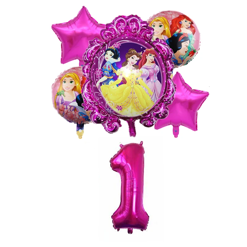 6pcs Disney Three Princess Cake Foil Balloons Baby Girls Birthday Decoration Party 32inch Number Balloon Set Children's Day Gift | Дом и