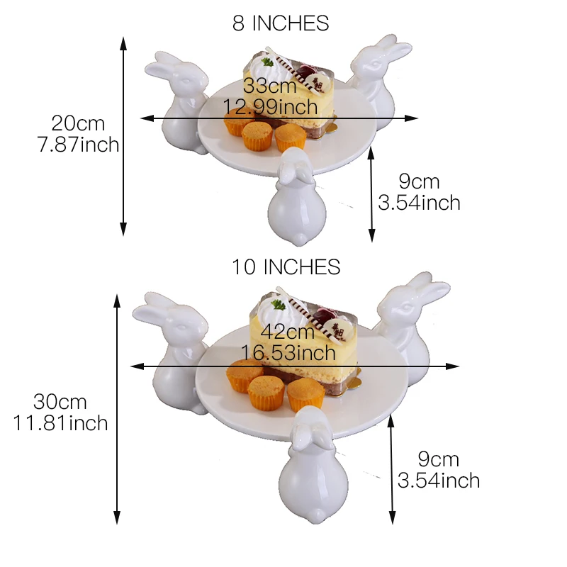 Керамический поднос для торта с тремя кроликами фигурка декоративная