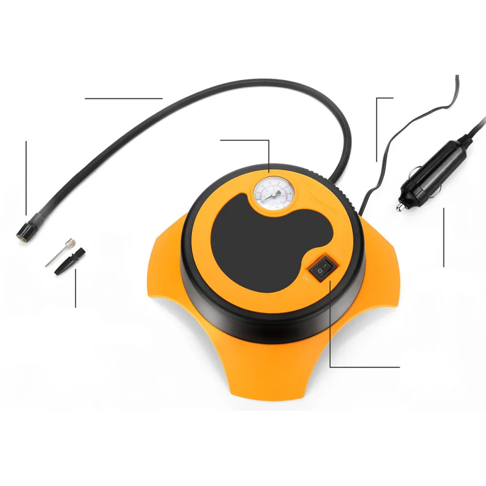 

DC 12V 50PSI Air Compressor Pump Portable Tire Inflator with Pressure Gauge for Car (Orange)