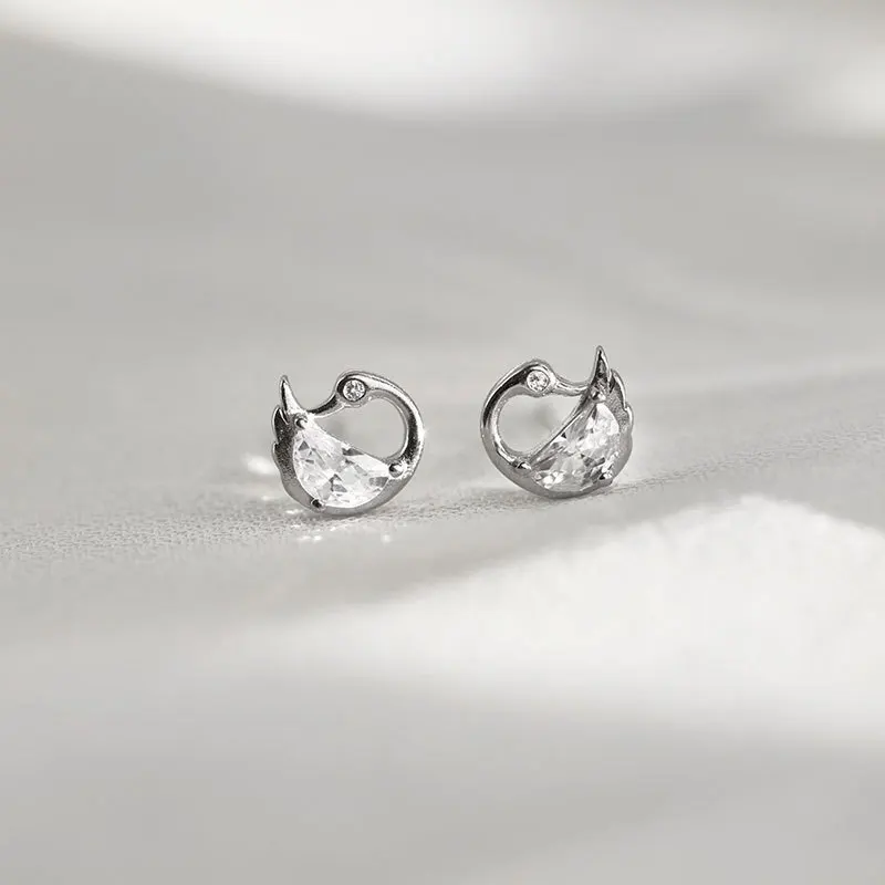 

YC3521E S925 Silver Fashion Delicacy Cute Zircon Little Swan Earrings GIRL'S Gift Party Banquet WOMEN'S Jewelry Earrings
