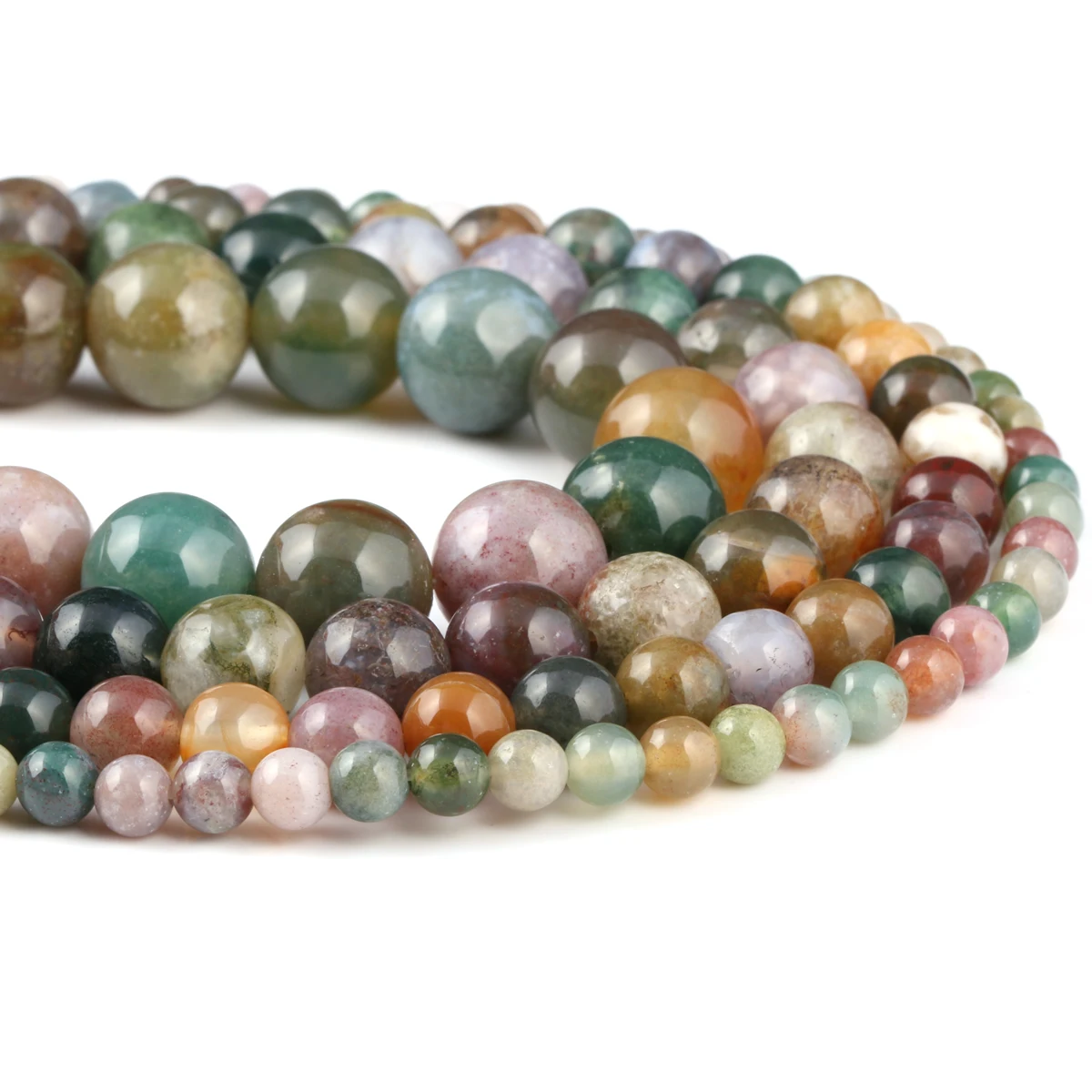 

Natural Indian Agates Stone Beads 4/6/8/10mm Smooth Round Loose Spacer Beads For Tribal Jewelry Making Bracelet Necklace 15''