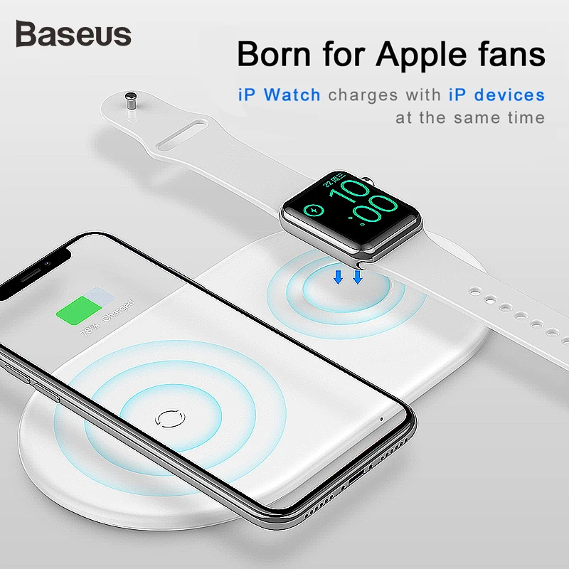 Baseus 2 в 1 Qi Беспроводное зарядное устройство для Apple Watch iPhone XS Max X 8 samsung S10 10 Вт телефон зарядное устройство Подставка для i Watch4 3 2