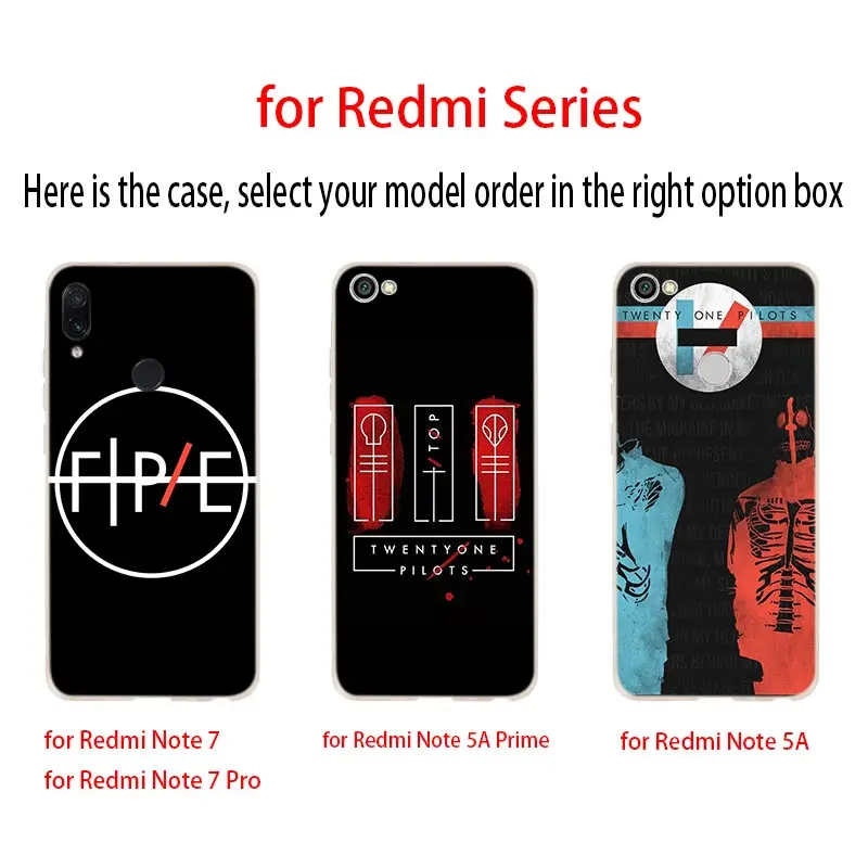 Мягкий чехол с логотипом Twenty One Pilots для Xiaomi Redmi Note 8 7 6 5 Pro 8a 6pro 6a s2 5a 4a 5plus y3 Funda Etui