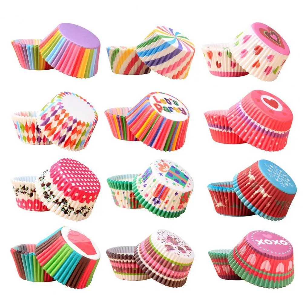 

Non-stick 100Pcs Durable Kids Favor Muffin Baking Cup High Temperature Resistance Muffin Cup No Odor for Cooking