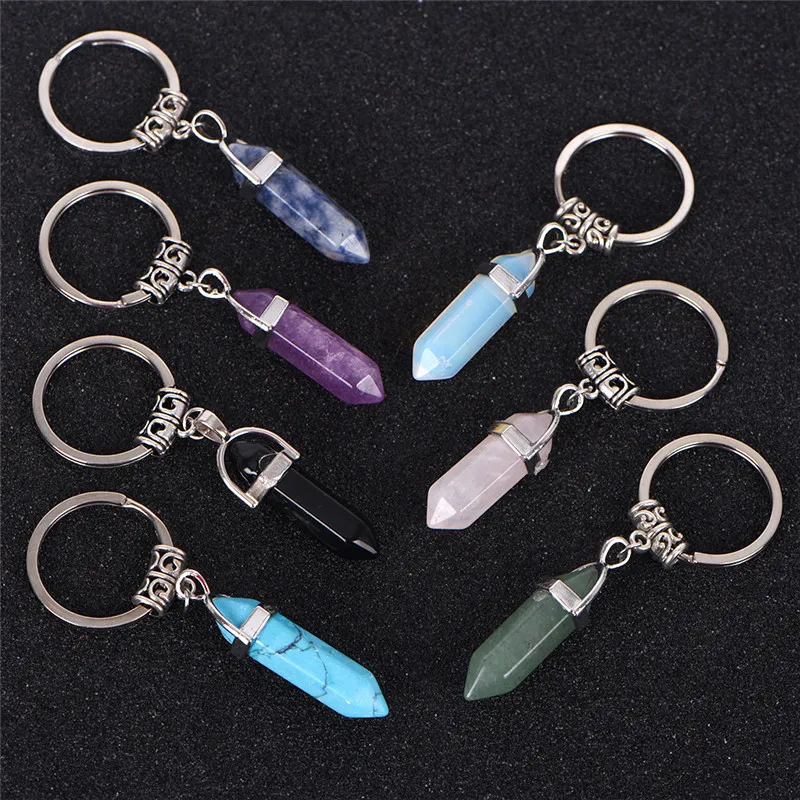 Брелоки из натурального камня шестиугольная призма точечная подвеска лазурит