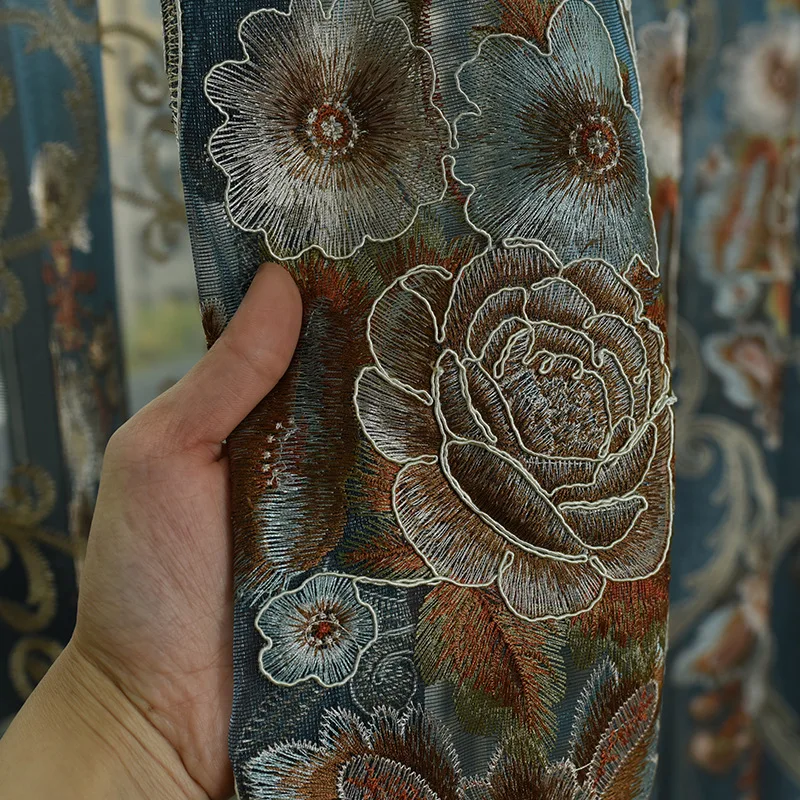 Новая европейская штора из синели для спальни стикер с вышивкой занавеска