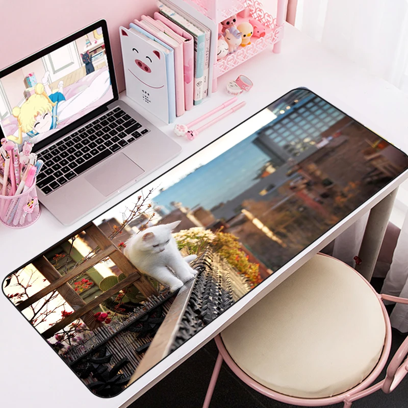 

MRGLZY Cat Big Mouse Pad Desktop Keyboard Computer Work Pad Gamer Notepad Computer Desk Accessories Game Table Carpet