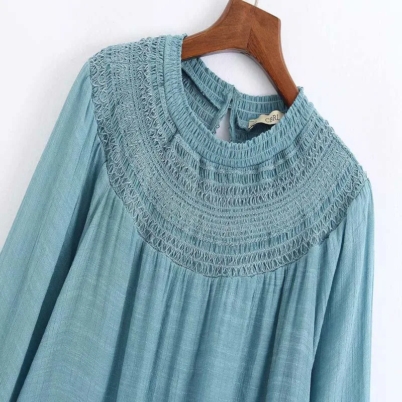 Женская короткая блузка с принтом желтого цвета v-образный вырез длинный рукав