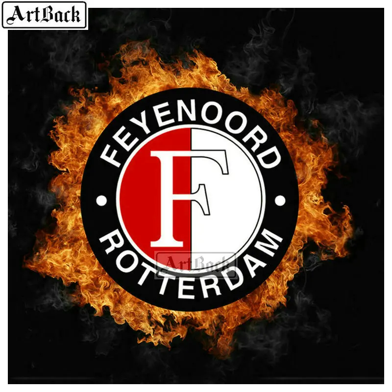 Алмазная картина Feyenoord Роттердам 20x20 см футбольная икона Полная площадь - Цвет: E