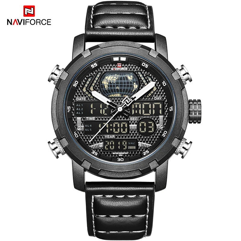 

NAVIFORCE New 2021 Men's Fashion Sports Men Watch Leather Waterproof Watches LED Analog Quartz Male Date Clock Relogio Masculino