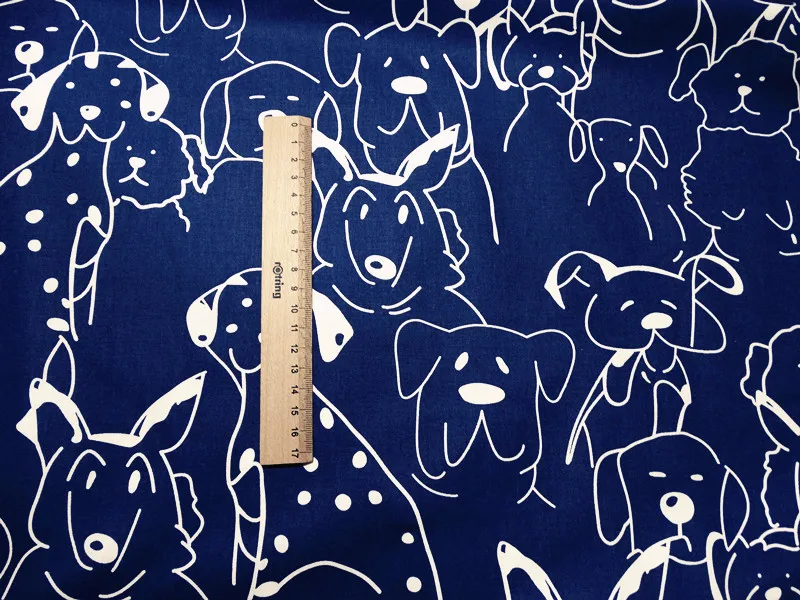 Без флуоресцентного агента синий и белый цвет 100% хлопок принт собаки ткань
