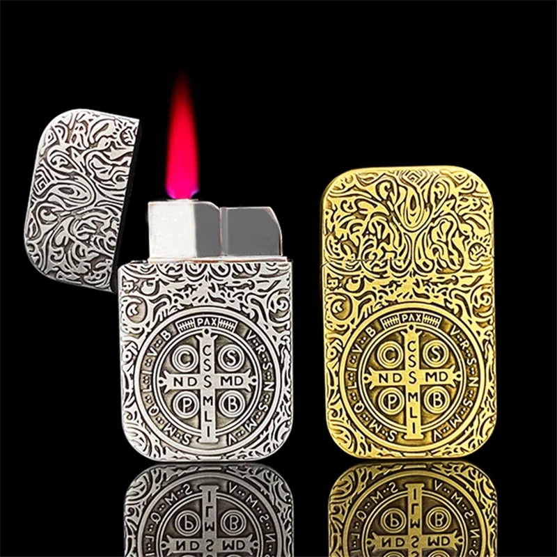 

Creative Embossed Constantine Red Fire Torch Lighter Jet Metal Windproof Gas Butane Inflated Lighter Portable Smoking Gadgets