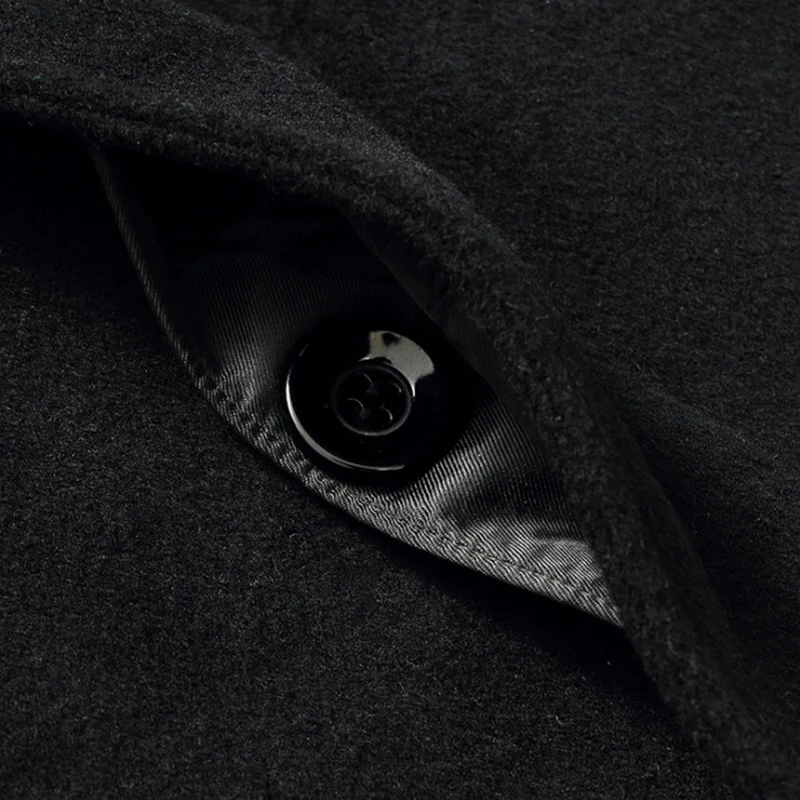 

Wool Autumn Winter Coat Men Business Casual Scarf Collar Long Windbreaker Jacket Single Breasted Black Woolen Coat Male 4XL