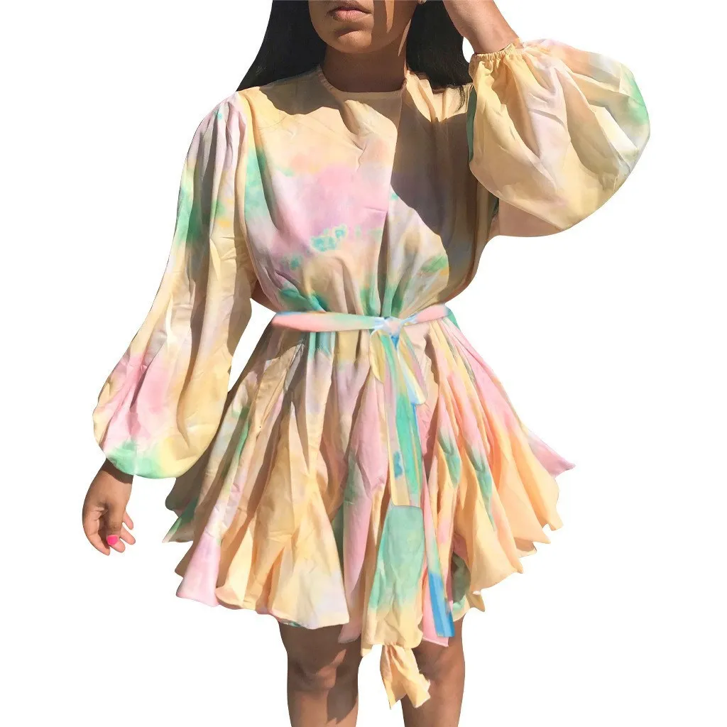 Женское шифоновое платье трапециевидной формы с цветочным принтом