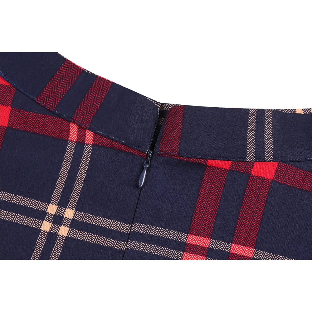 Мини юбка женская в клетку с завышенной талией элегантная плиссированная