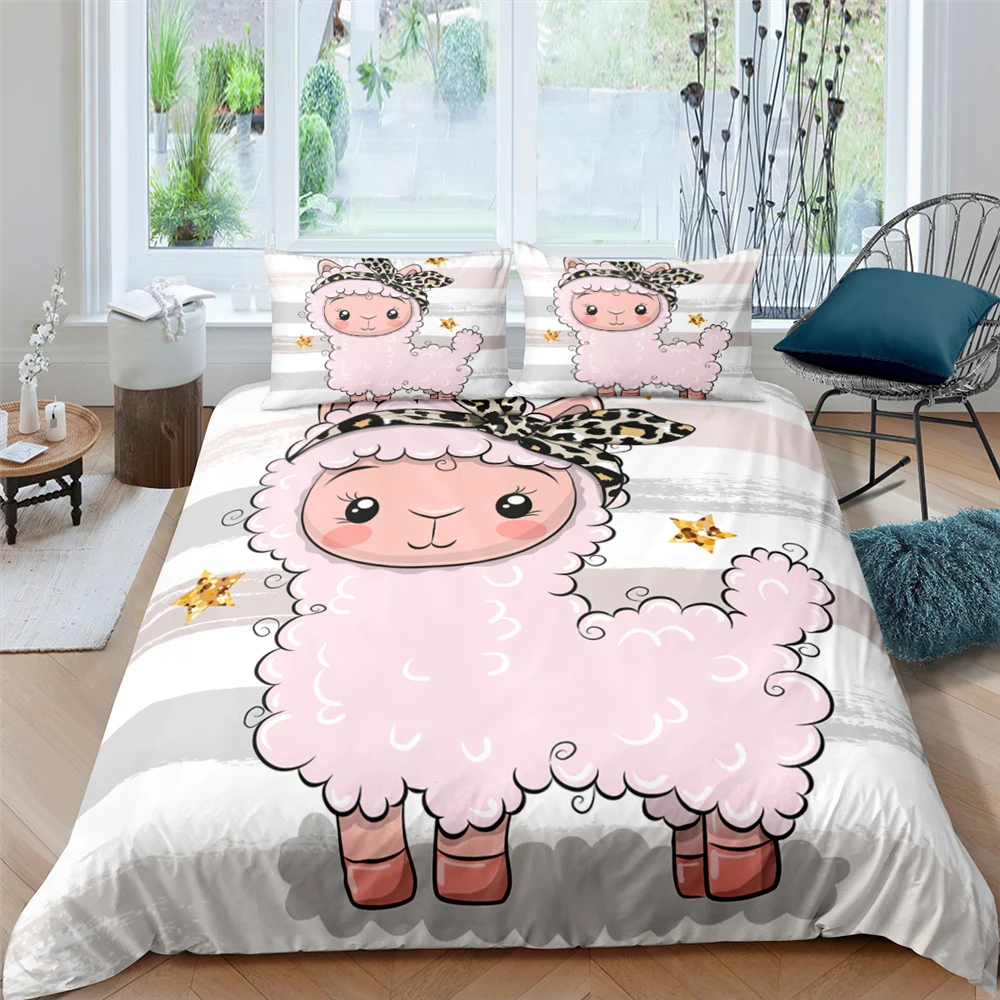 Альпака с забавными овечками 3D постельные комплекты детских пижам героями