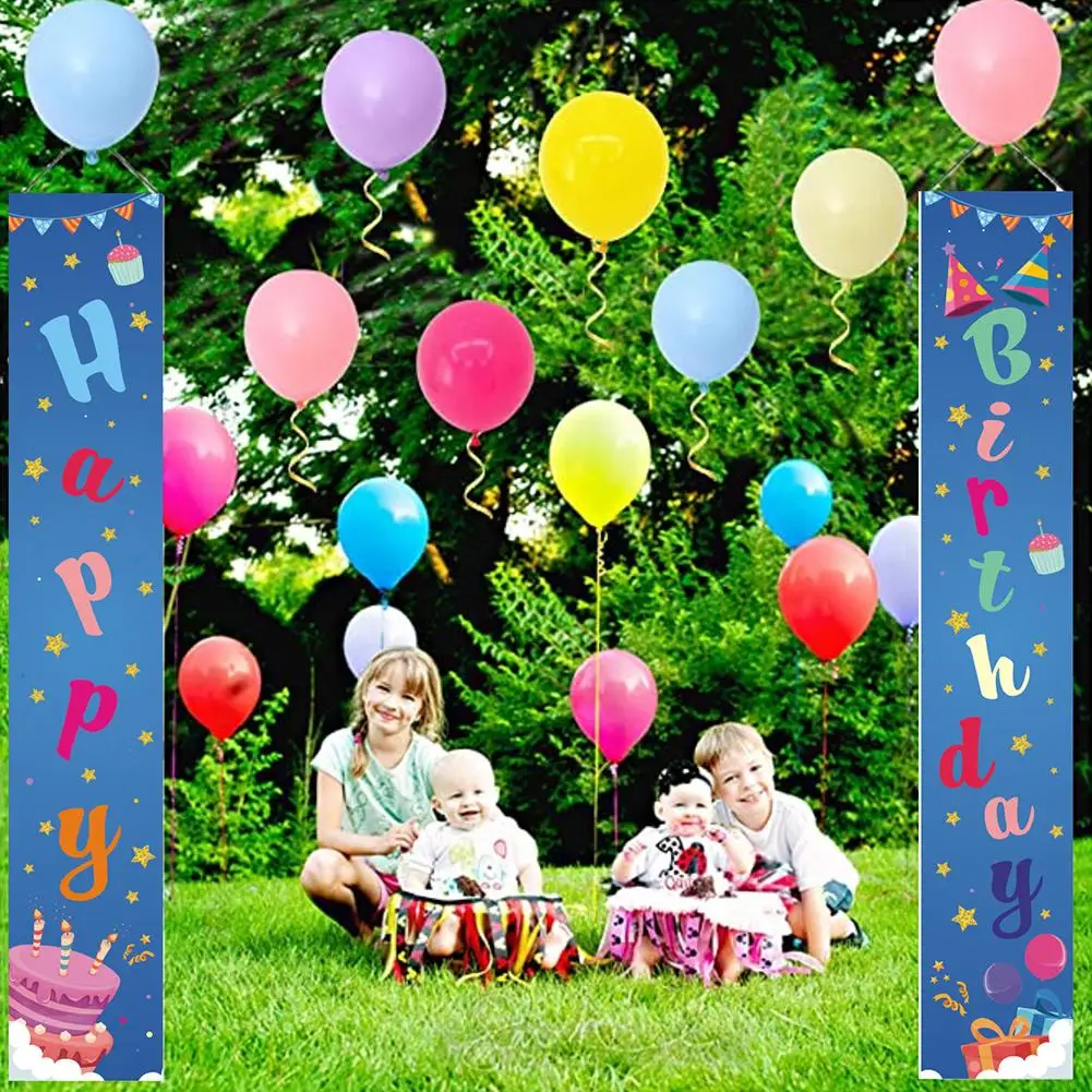 

Happy Birthday Cake Balloon Hat Print Door Hanging Couplet Banner Party Decor Festive & Party Supplies