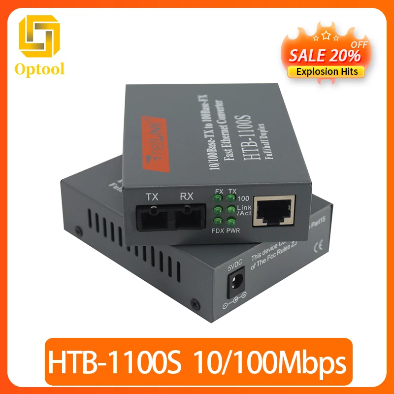 3 Pair HTB-GS-03 A&B Gigabit Fiber Optical Media Converter 1000Mbps Single Mode Single Fiber SC Port 20KM External Power Supply