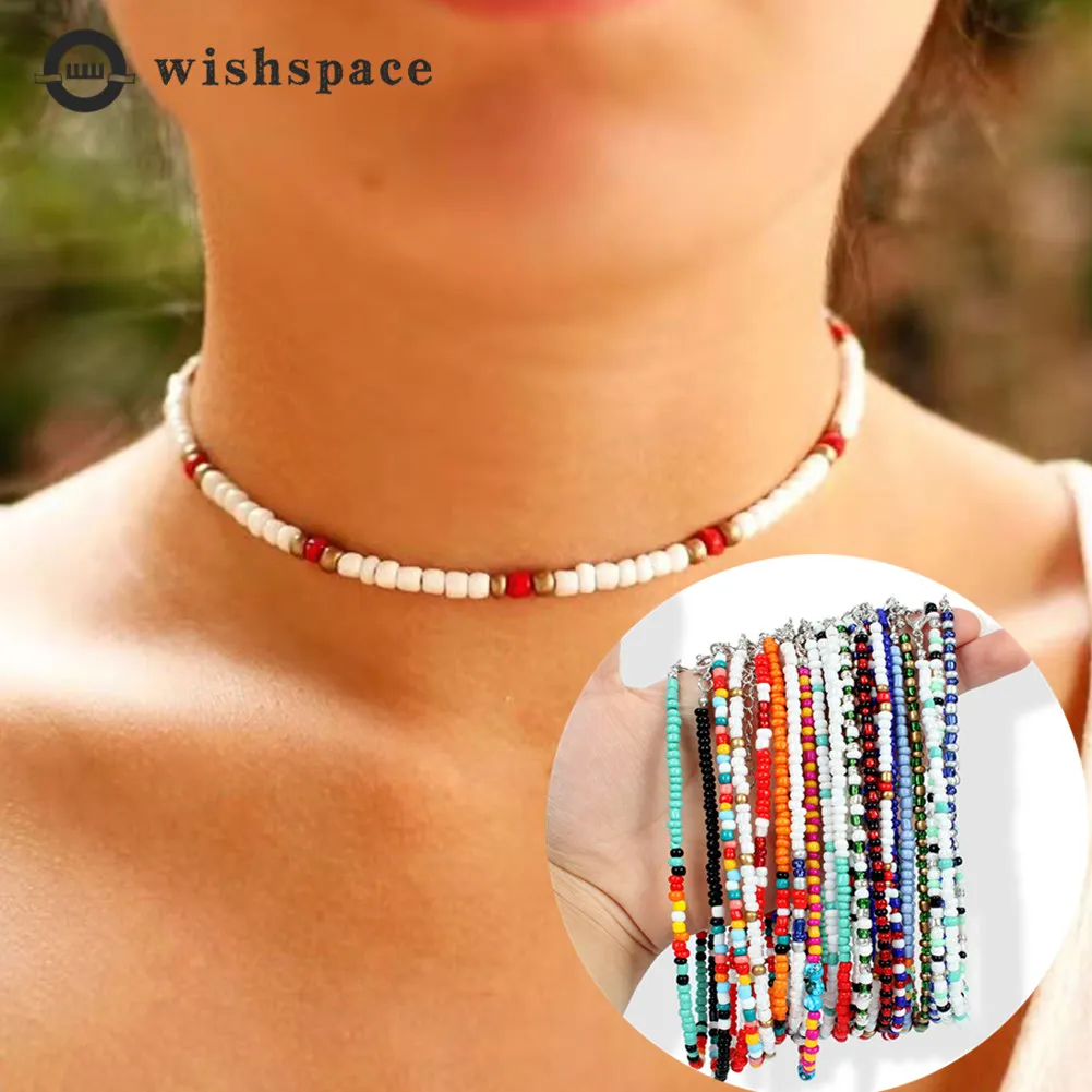 Wishspace m новые богемные стеклянные бусины для весны и лета женские модные ожерелья