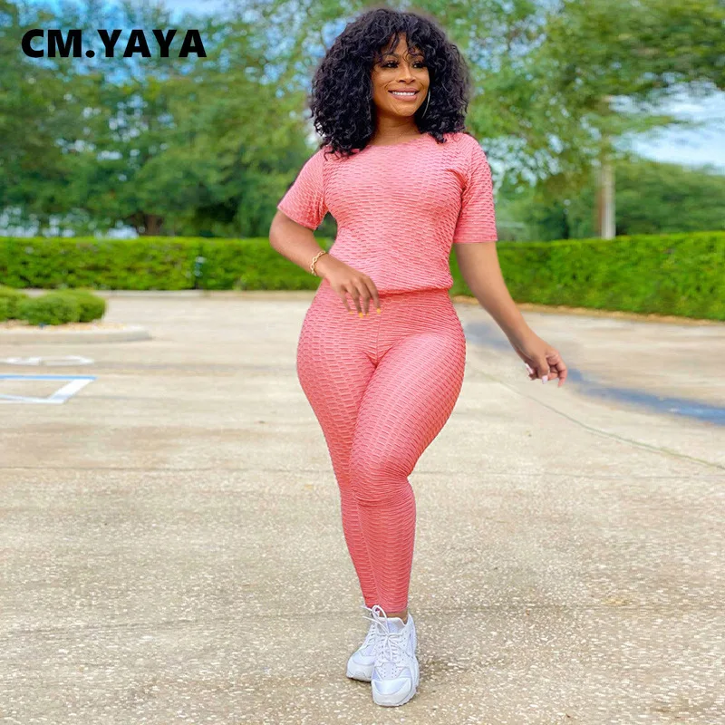 Женский однотонный клетчатый костюм для активного отдыха CM.YAYA футболка с