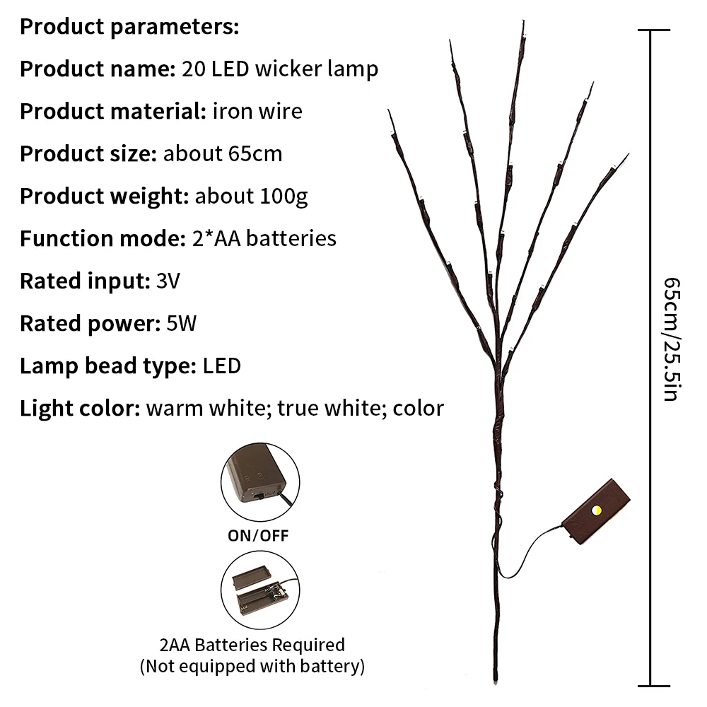 

LED Willow Branch Lamp Battery Powered Decorative Lights Tall Vase Filler Willow Twig Lighted Branch For Home Decoration