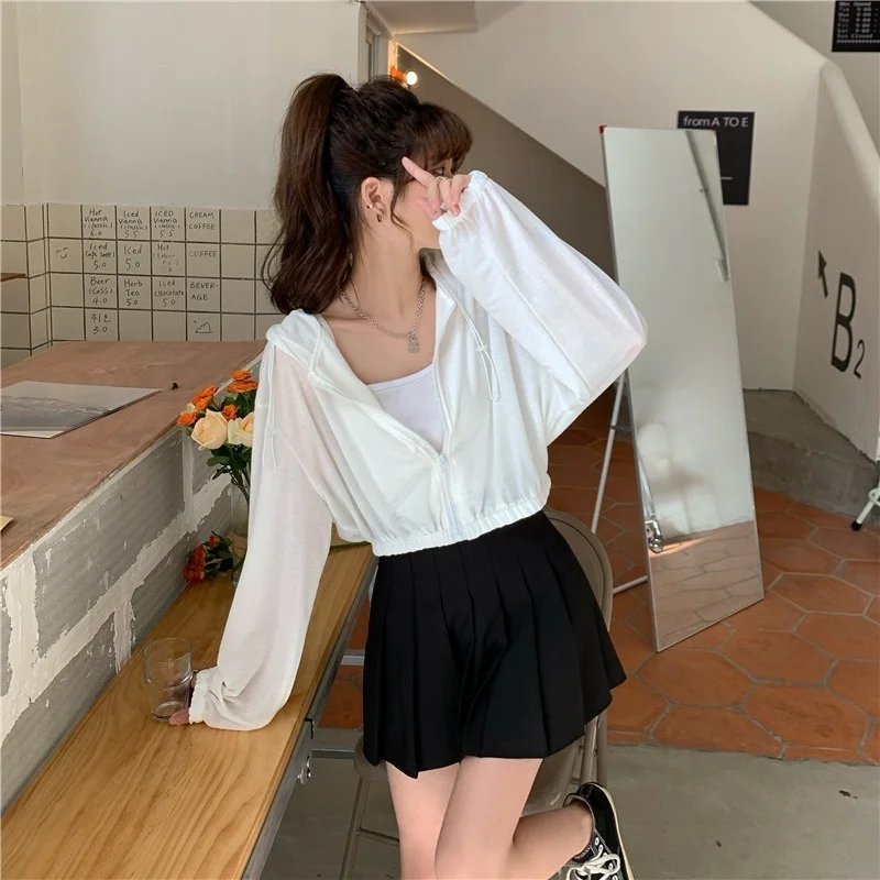 Осенний тонкий кардиган с капюшоном свитер маленькое пальто женский короткий