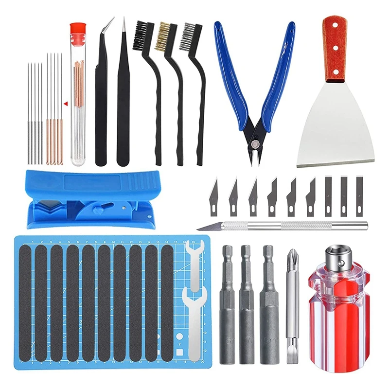 

3D Printer Tool Kit Includes Disassembly Tools, Cleaning Tools, Sanding and Hot End Disassembly Tools