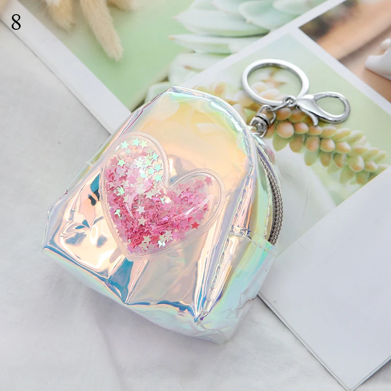 

Hot Sale Flash Star Laser Small Bag Women PVC Coin Purses Fashion Backpack Shape Coin Purse For Girls Kids Zipper Key Wallet