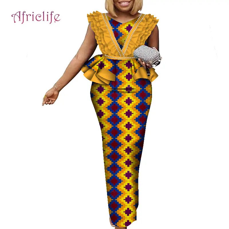 

African Long Dresses For Women Elegant Popular Birthday Party Dashiki Print Slim Lovely Lady Clothing Plus Size Custom WY081