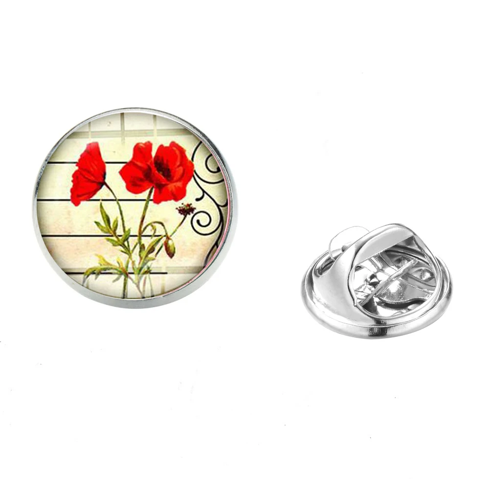 SIAN Vintage Red Flower Charm Brooch Pin Field of Flowers Stainless Steel Silver Plated Crystal Backpack Shirt Badge Women | Украшения и