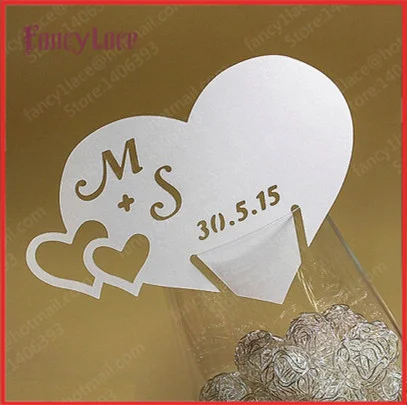 50 шт. лазерная резка бумажные карты место любовь сердце чашки вина стекло Карты