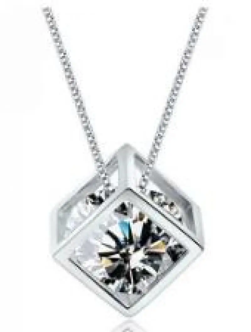 Стерлинговое Серебро Ювелирные наборы циркон квадратное ожерелье куб + серьги