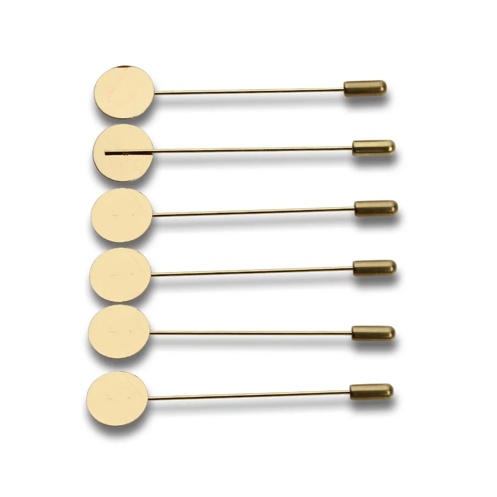 

20pcs 7.3cm Gold/Rhodium Color Safety Pins Brooch Base with 15mm Flat Pad for Men Lapel Pin Brooch Flower DIY Jewelry Findings