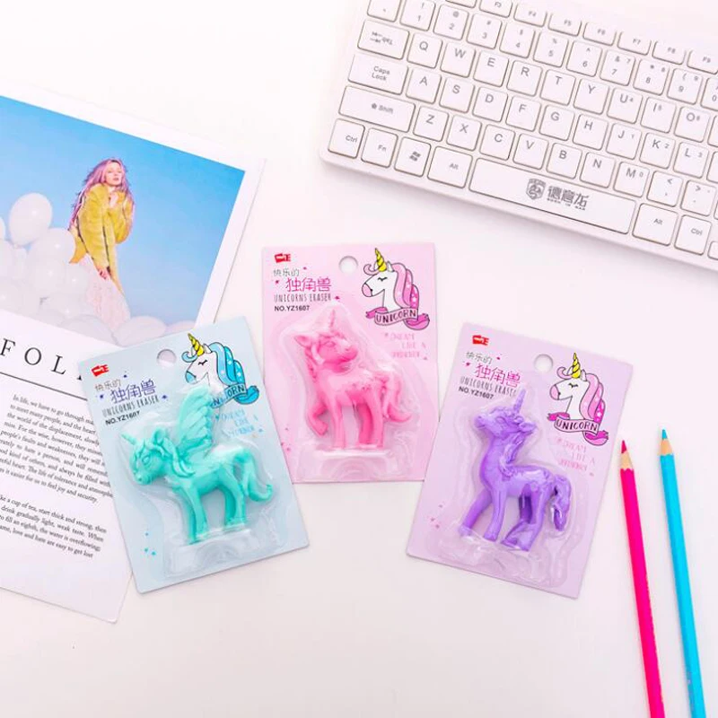 Милые ластики в виде единорога ярких цветов Мультяшные Ластики для детского сада
