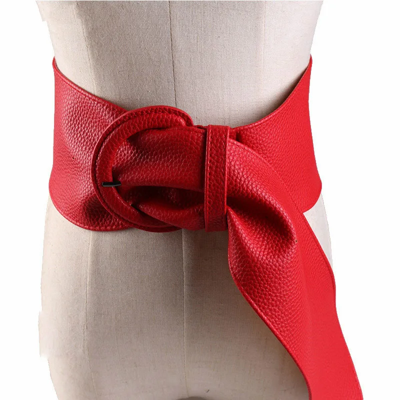 Женский модный широкий кожаный ремень для платьев длинный с пряжкой в западном