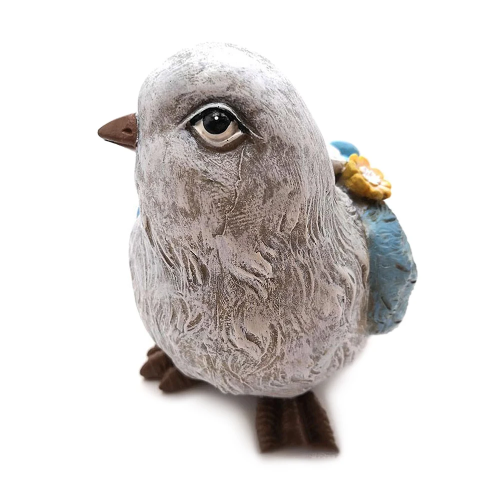 

Cute Birds With Flower Ornaments Animal Statue Figurines Yard Patio Lawn Decor Garden Resin Art Decoration QP2