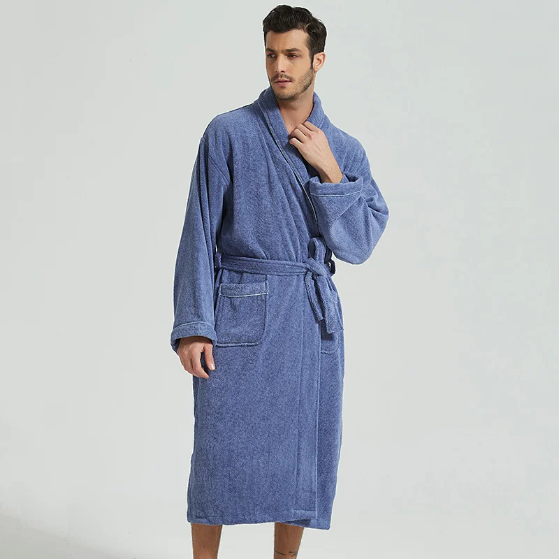 100% cotton bathrobes winter robe men's and women's couples nightgown quilted long bathrobe one-piece pajamas