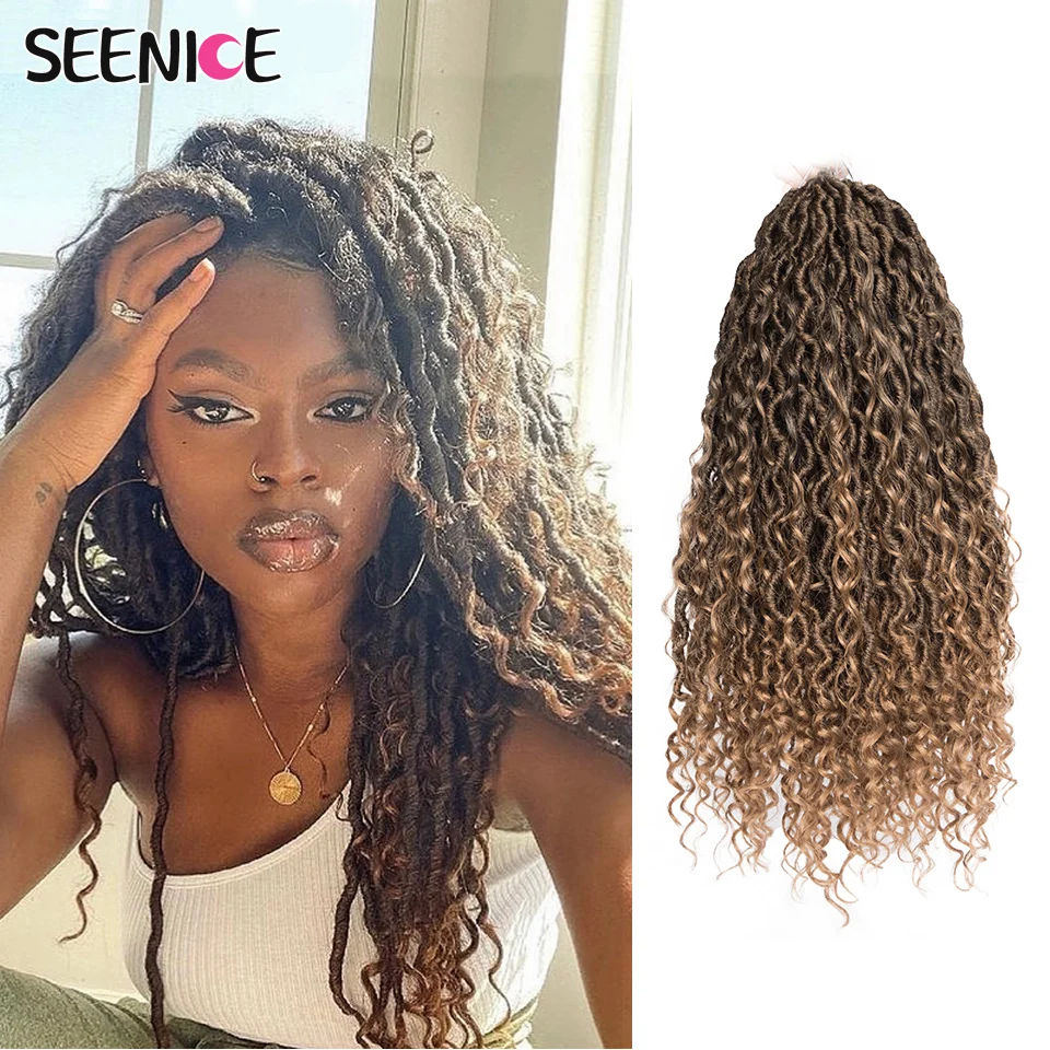 Crochet Braids Hair Synthetic Passion Twist River Goddess Faux Locs Braiding Hair Extensions Ombre Brown Curly For Black Women