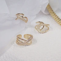 exquisite overlap aaa bling zirconia adjustable opening finger ring for women cubic zircon wedding accessories pendant gift