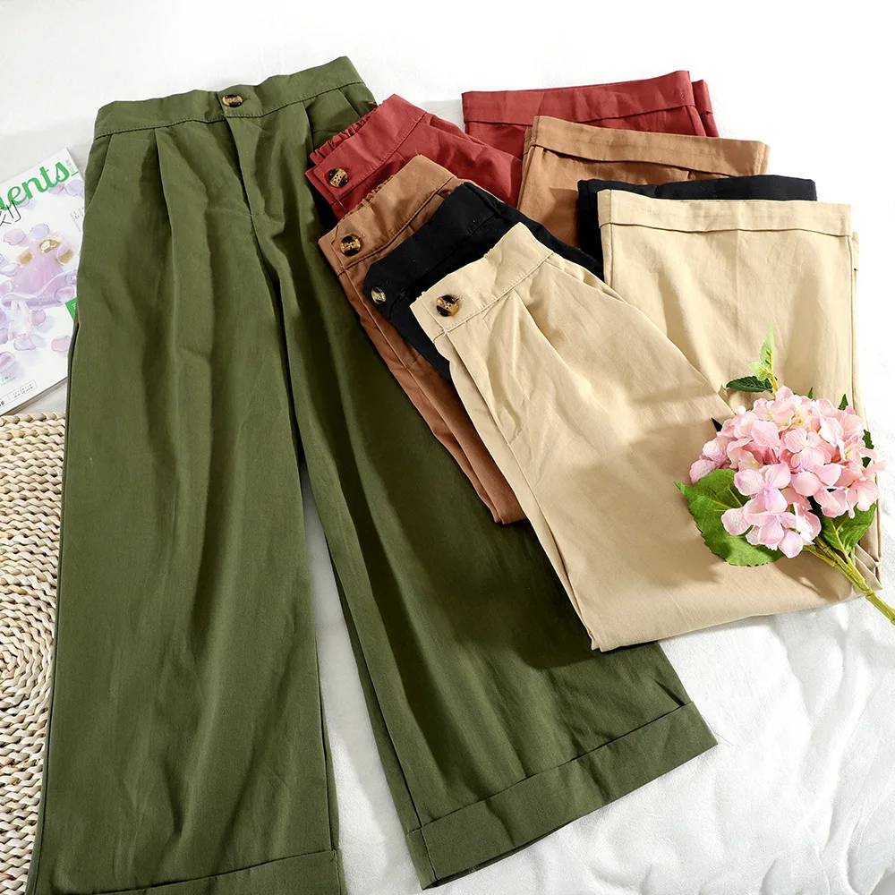 Брюки женские повседневные с завышенной талией драпированные свободные