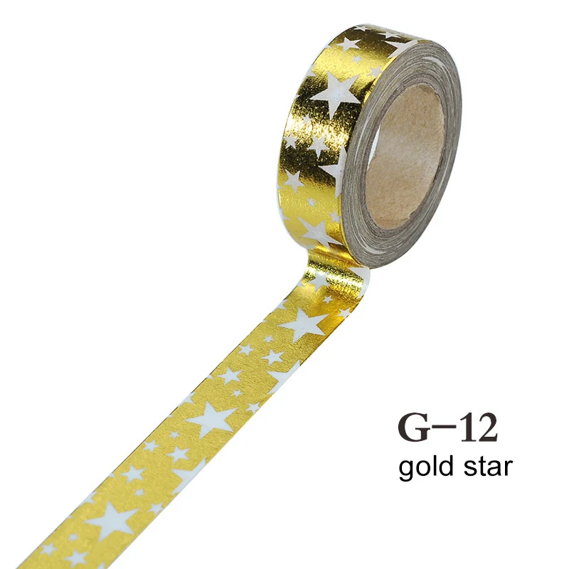 G12 gold star DIY Скрапбукинг инструменты самоклеющиеся японский стиль васи лента школьные принадлежности Золотая фольга блеск липкая бумага 15 мм* 10 м - Цвет: G12 gold star