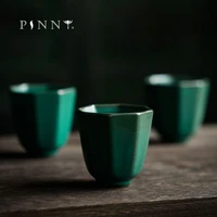 pinny vintage japanese style coarse pottery octagon teacup ceramic kung fu tea cups pigmented tea bowl drinkware